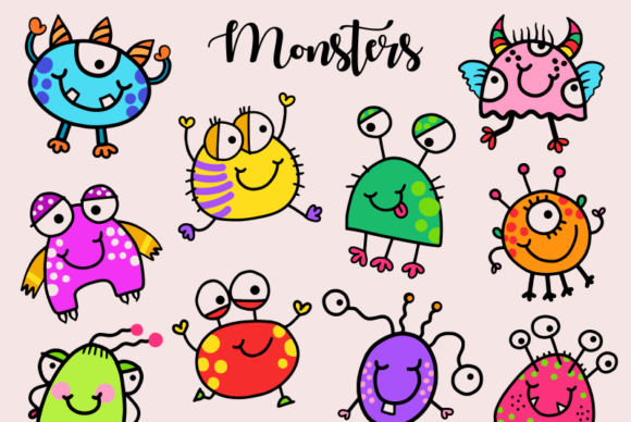 Cute Child Like Doodle Little Monsters Review