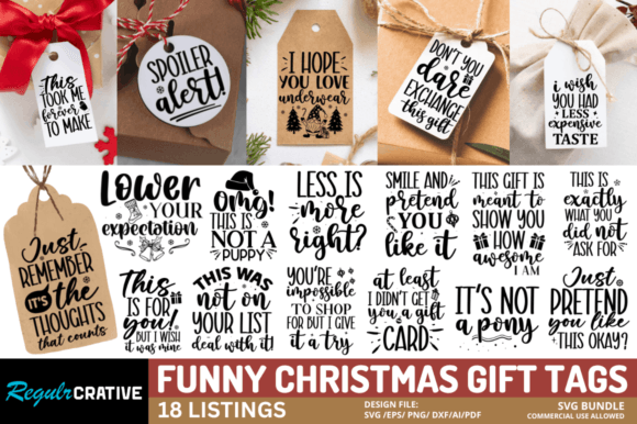 Funny Christmas Gift Tags SVG Bundle Review